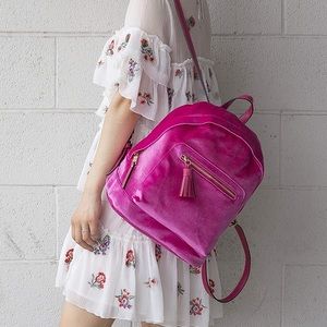 Handbag Republic magenta velvet backpack